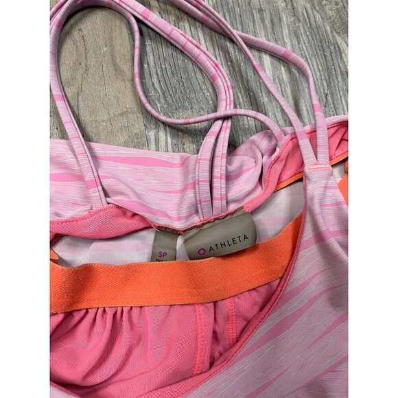 Athleta Ariel Venice Swim Dress SP Small Petite Strappy Racerback Blouson Pink - Picture 5 of 8